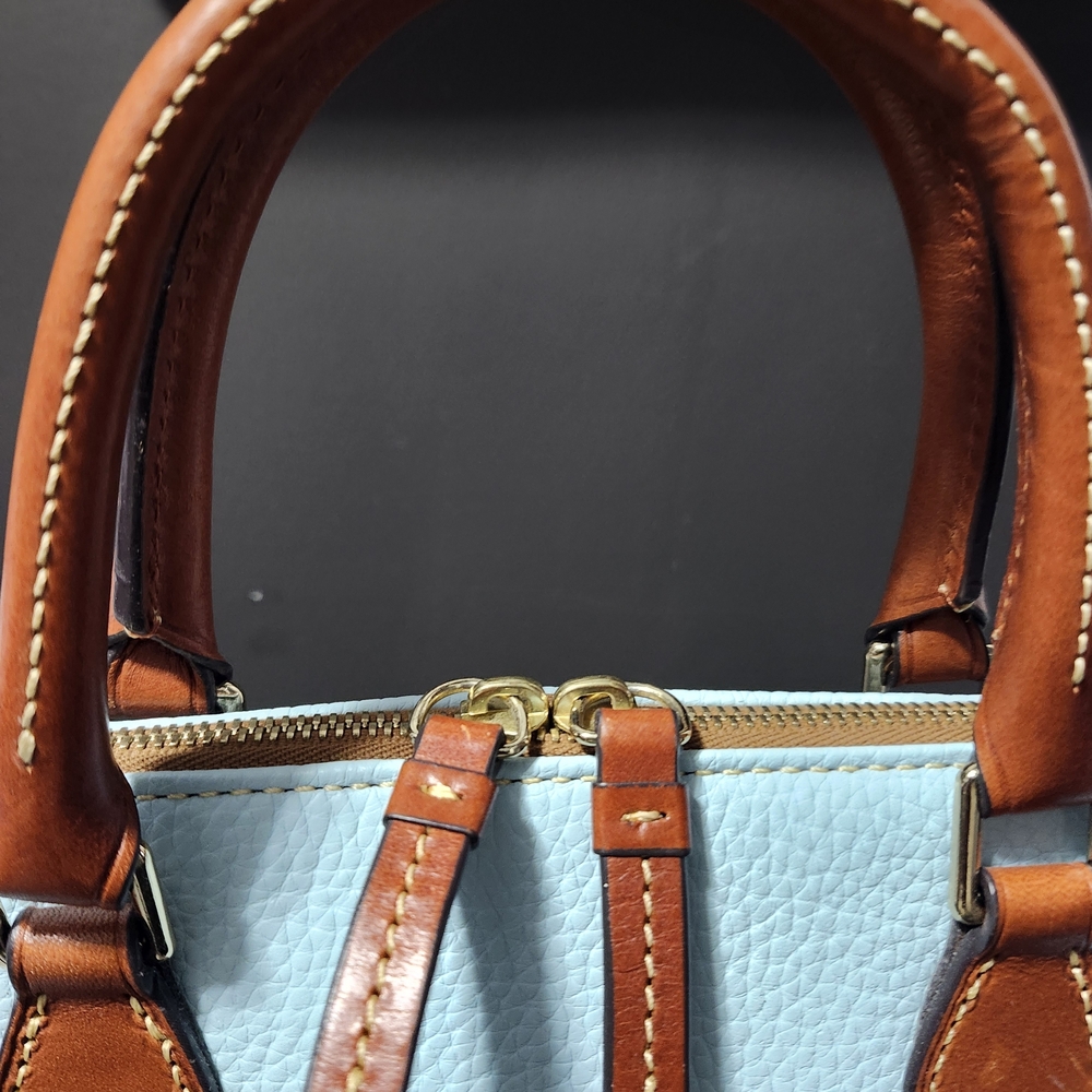 Dooney & Bourke Light Blue and Tan Satchel - Picture 2 of 9